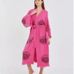 Pink Kimono with Eye Embroidery